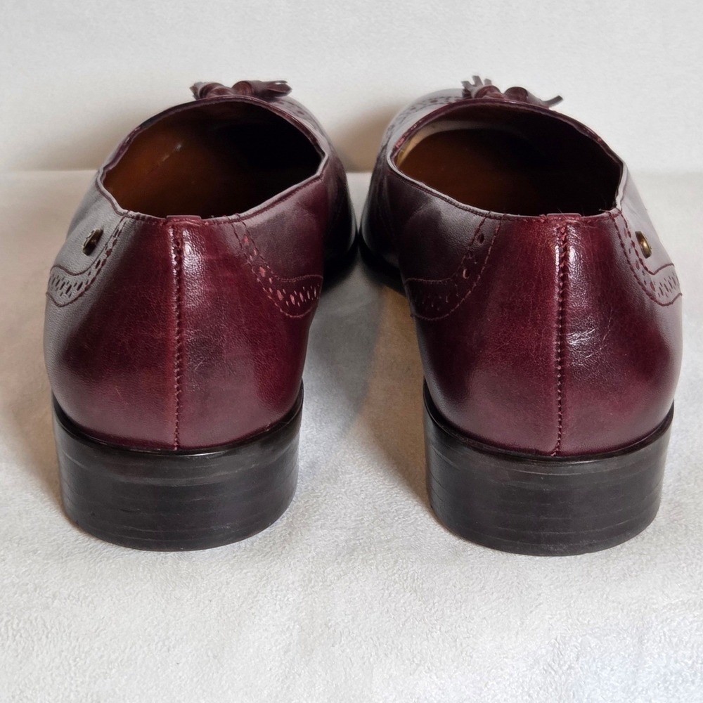 Etienne Aigner Canterbury Burgundy Leather Tassel Loafers Wingtip Brogue 7.5M - Picture 9 of 9